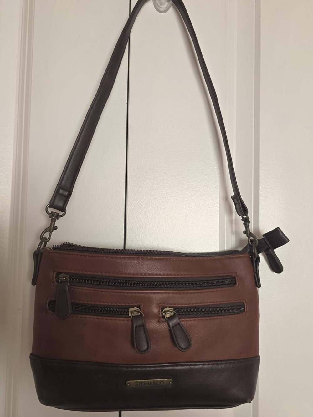 Stone & Co. Brown and Dark Brown Leather Messenger Bag